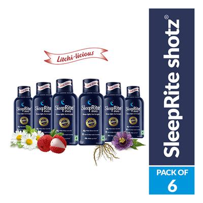 SleepRite Shotz - Litchi-Licious (Pack of 6 x 60 ml) - Mental Health