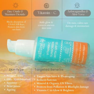 Natural Vibes Vitamin C SPF 50 + Sunscreen 50 ml - Face Sunscreen