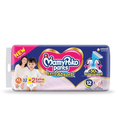 MamyPoko Pants Extra Absorb Diapers (XL) (32's + Extra 2's) - Diapers & Wipes