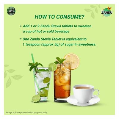 Zandu Stevia Tablet - Meethi Tulsi 100's - Diabetes Care (Ayush)