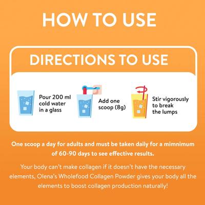 Plix Olena Wholefood Collagen Builder Powder - Orange (Pack of 2 x 200 gm) 1's - Hair & Skin