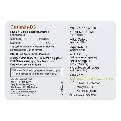 CUTIMIN D3 Softgel 4's - Supplements-Vit