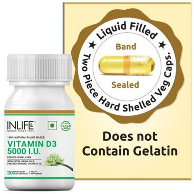 Inlife Vitamin D3 5000 IU Vegan Capsule 60's - Calcium And Minerals