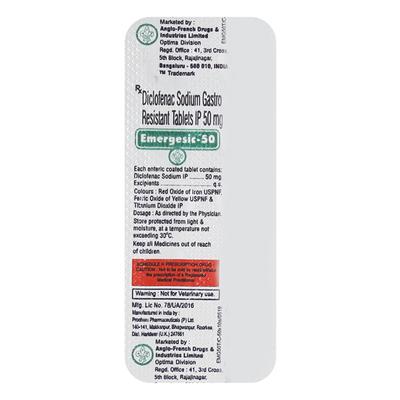 EMERGESIC 50mg Tablet 10's - Pain relief-Nsa
