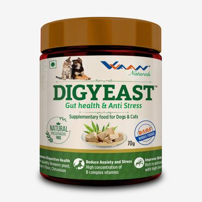 Vvaan Naturals Digyeast Gut Health And Anti Stress Powder - For Dogs And Cats 70 gm - Pet Healthcare
