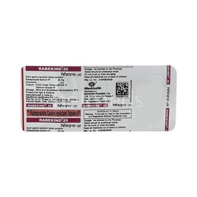Rabekind 20mg Tablet 10'S - Ulcer/Reflux/Flatulence-Aaa