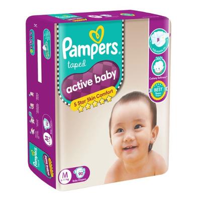 Pampers Active Baby Premium Taped Diaper Pants (M) 90's - Diapers & Wipes
