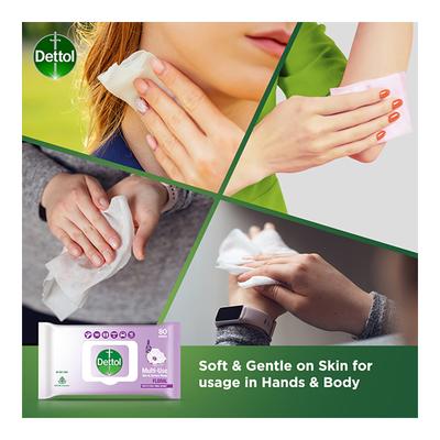 Dettol Multi-Use Skin & Surface Wipes - Floral 80's - Facial Wipes & Tissues