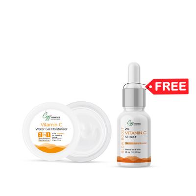 CGG Cosmetics 2 in 1 Vitamin C Water Gel Moisturizer 90 gm + Free Vitamin C Serum 10 ml - Face Moisturizers