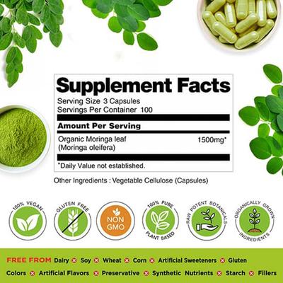 Organic Veda Moringa Veg Capsule 300's - Pure Herbs