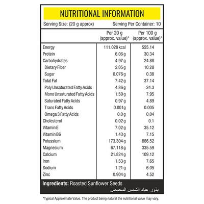 NourishVitals Sunflower Roasted Seeds 200 gm - Nutritional Bars