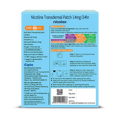 Nicotex Nicotine Transdermal 14 mg Patch 7's - Nicotine Patch