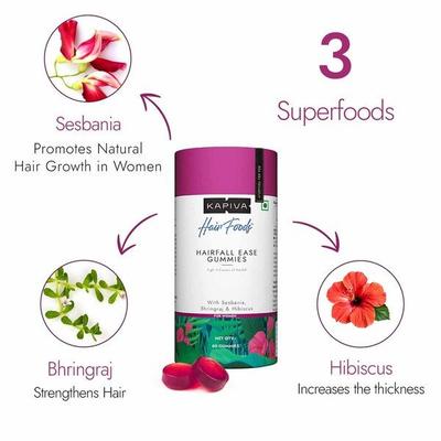 Kapiva Hair Foods Hair Fall Ease Gummies for Women 60's - Hair & Skin