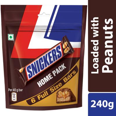 Snickers Home Pack Chocolate Bars (Pack of 6 x 40 gm) 1's - Nutritional Bars