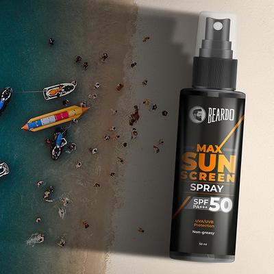 Beardo SPF 50 Pa+++ Max Sunscreen Spray UVA/UVB Protection 50 ml - Face Sunscreen