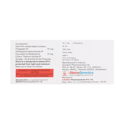 Meganeuron NT 75mg Tablet 10'S - Neuropathic Pain-Dru