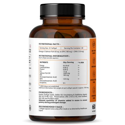 Nirvasa Omega-3 Salmon Fish Oil Capsule (Pack of 6 x 60's) 1's - Omega Fish Oil Fatty Acids