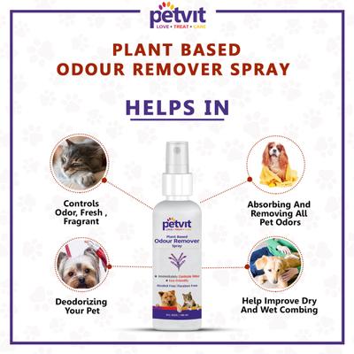 Petvit Odor Remover Spray- For All Breeds Dogs & Cats 100 ml - Pet Grooming