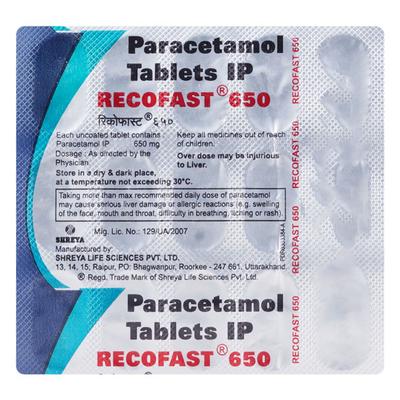 RECOFAST 650 Tablet 15's - Fever-Ana