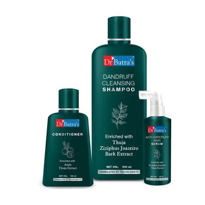Dr Batra's Dandruff Cleansing Shampoo 500 ml + Anti-Dandruff Hair Serum 125 ml + Conditioner 100 ml - Hair Treatment