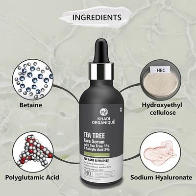 Khadi Organique Face Serum - 1% Tea Tree & 2% Slicylic Acid 30 ml - Personal Care (Ayush)