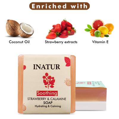 Inatur Soothing Soap Bar - Strawberry and Calamine 125 gm - Soaps