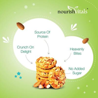 NourishVitals Sugar Free Almond Cookies 120 gm - Nutritional Bars