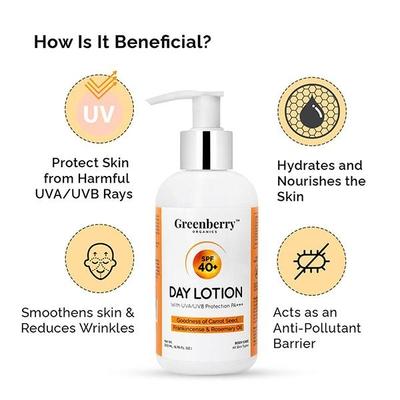 Greenberry Organics SPF 40+ Day Lotion 200 ml - Face Sunscreen
