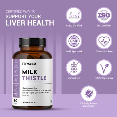 Nirvasa Milk Thistle Tablet (Pack of 5 x 60's) 1's - General Health