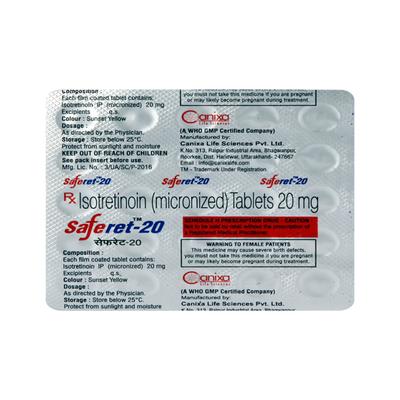 Saferet 20mg Tablet 30'S - Acne-Acn