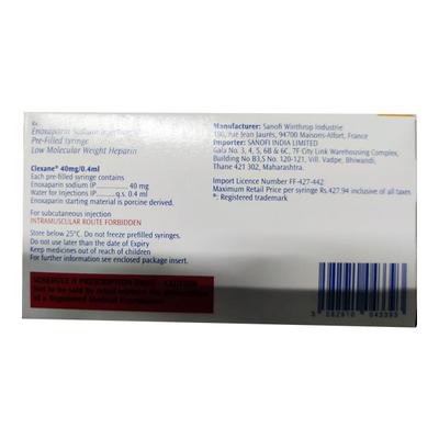 CLEXANE 40mg Prefilled Syringe(Pfs) 10X0.4ml - Blood Clot-Ant