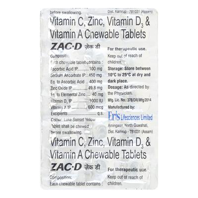 ZAC D Chewable Tablet 15's - Supplements-Vic