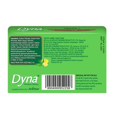 Dyna Beauty Soap - Lime & Aloe Vera Extracts (Pack of 4 x 125 gm) - Soaps