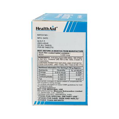 HealthAid Biotin 5000 mcg Tablet 60's - Hair & Skin