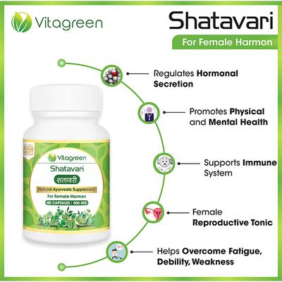 VitaGreen Shatavari Capsules 60's - Herbal Dietary Supplement