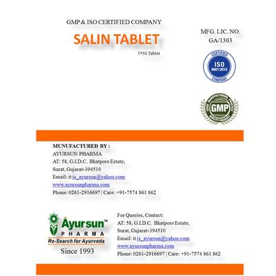 Ayursun Salin Tablet (Pack of 5 x 30's) - Speciality Medicines