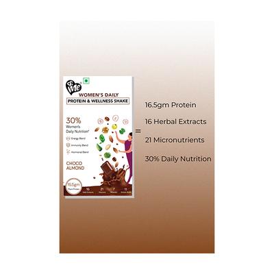 &Me Women's Daily Protein & Wellness Shake Powder - Choco Almond (Pack of 9 x 16.5 gm) - Health Products