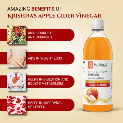 Krishna's Herbal & Ayurveda Apple Cider Vinegar 500 ml - Ayurvedic Juices