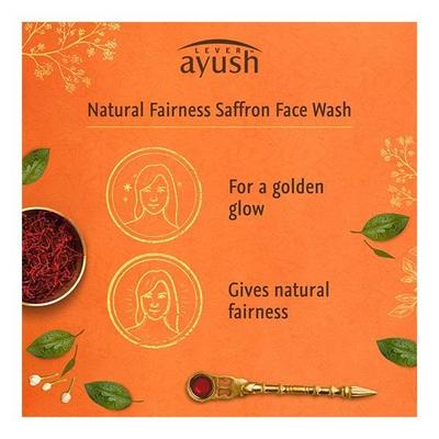 Lever Ayush Natural Fairness Saffron Face Wash 80 gm - Face Wash & Cleansers