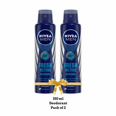 Nivea Men Fresh Active Deodorant (Pack of 2 x 150 ml) - Men Deodorants/Roll-Ons