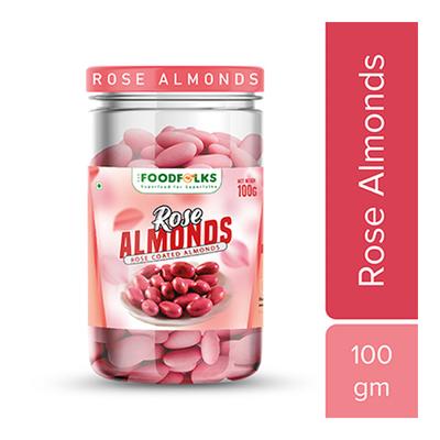 The Food Folks Rose Coated Almonds 100 gm - Nutritional Bars