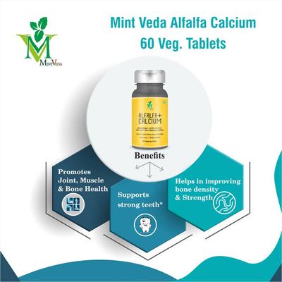 Mint Veda Alfalfa + Calcium Veg Tablet (Pack of 2 x 60's) - Calcium And Minerals