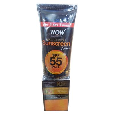 WOW Skin Science Matte Finish SPF 55 PA++ Sunscreen Cream 50 ml (Buy 1 Get 1 Free 50 ml) - Face Sunscreen