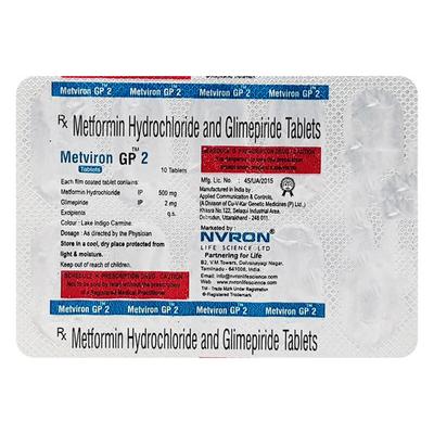 METVIRON GP 2mg Tablet 10's - Diabetes-Ant