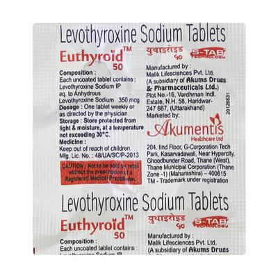 Euthyroid 50 Tablet 4'S - Hypothyroidism