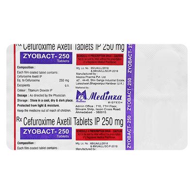 ZYOBACT 250 Tablet 10's - Bacterial Infections-Cep