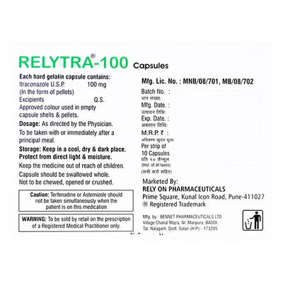 RELYTRA 100 Capsule 10's - Fungal Infections-Anf
