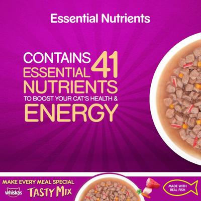 Whiskas Tasty Mix Tuna with Kanikama and Carrot in Gravy (Pack 70gm x 24) 1680gm - Petfood