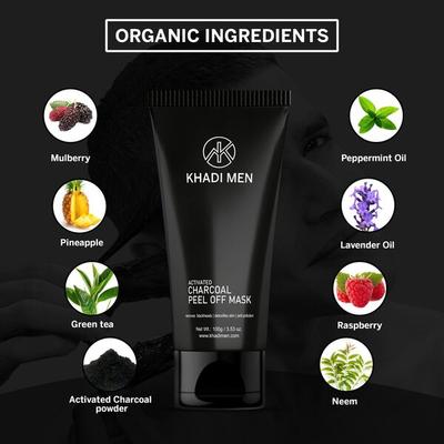 Khadi Men Activated Charcoal Peel Off Mask 100 gm - Personal Care (Ayush)