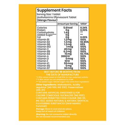 SuprFit Active Multi-Vitamins Effervescent Tablet - Raw Mango Flavour 20's - Multi-Vitamins